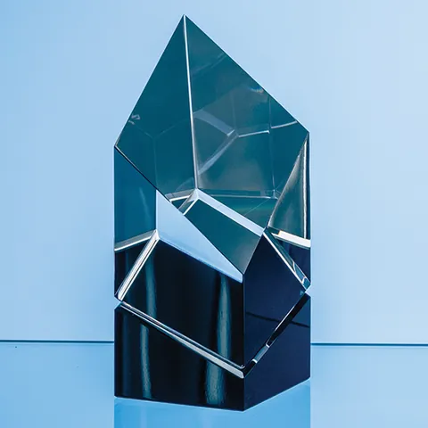 Clear & Onyx Black Optical Crystal Facetted Prism Award