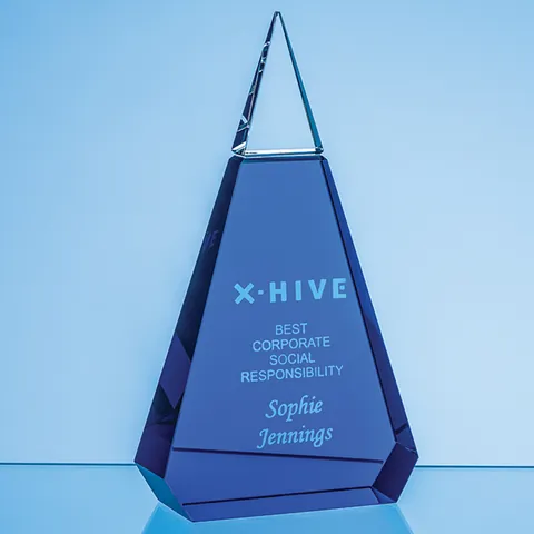 Cobalt Blue & Clear Optical Crystal Prism Award