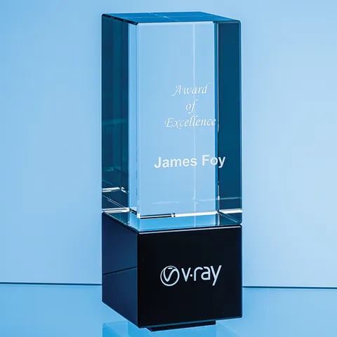 Clear & Onyx Black Optical Crystal Berkley Column Award