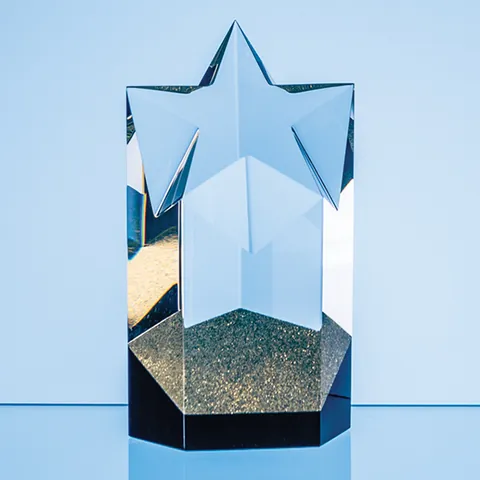 Sparkling Gold Optical Crystal Star Column Award