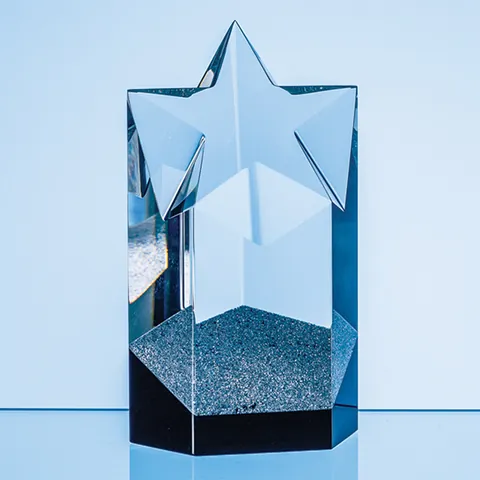 Sparkling Silver Optical Crystal Star Column Award
