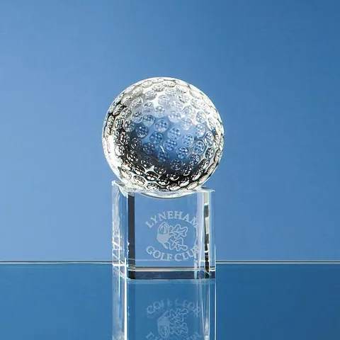 Optical Crystal Golf Ball on a Clear Crystal Base