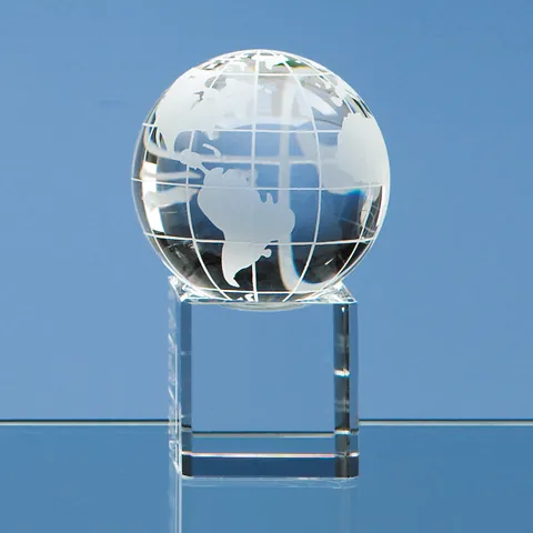 Optical Crystal Globe on a Clear Crystal Base