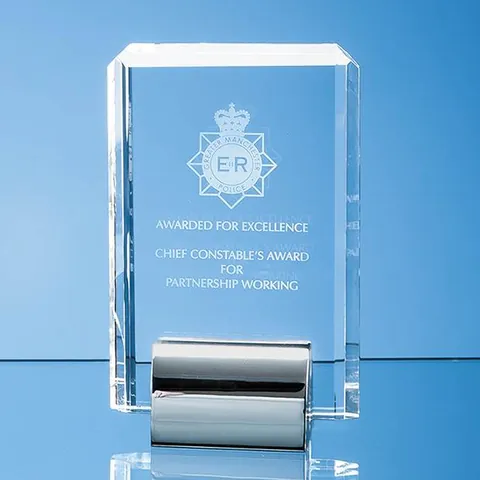 Optical Crystal Rectangle mounted on a Chrome Stand