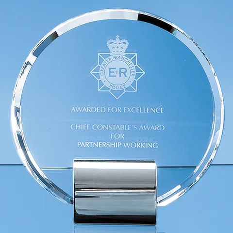 Optical Crystal Circle mounted on a Chrome Stand