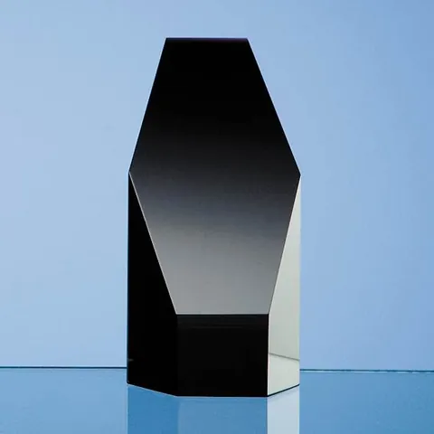 Onyx Black Optical Crystal Hexagon Award