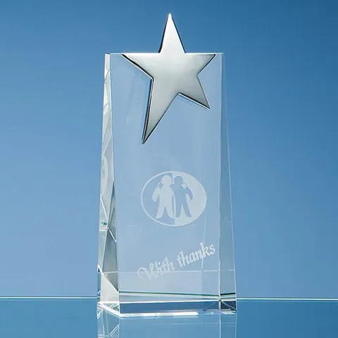 Optical Crystal Rectangle with Silver Star