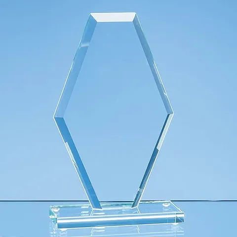 Jade Glass Bevelled Edge Clipped Diamond Award