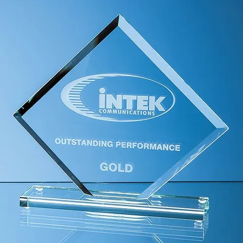 Jade Glass Bevelled Edge Square Award