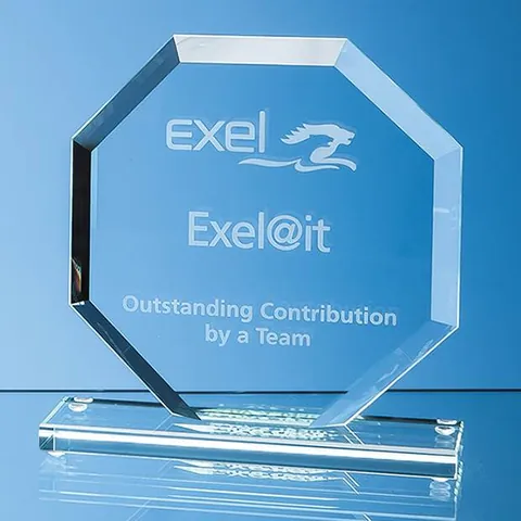 Jade Glass Bevelled Edge Octagon Award
