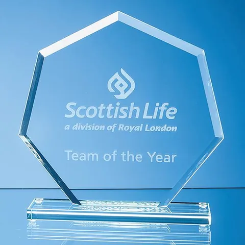 Jade Glass Bevelled Edge Heptagon Award
